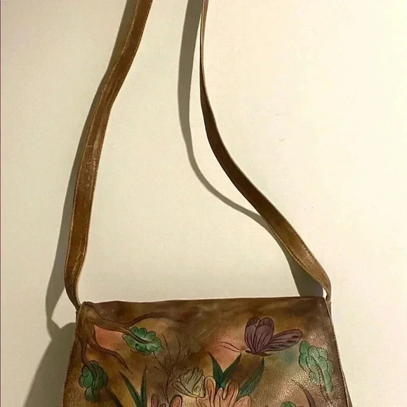 Hand painted multicolor crossbody leather handbag - Picture 6 of 8